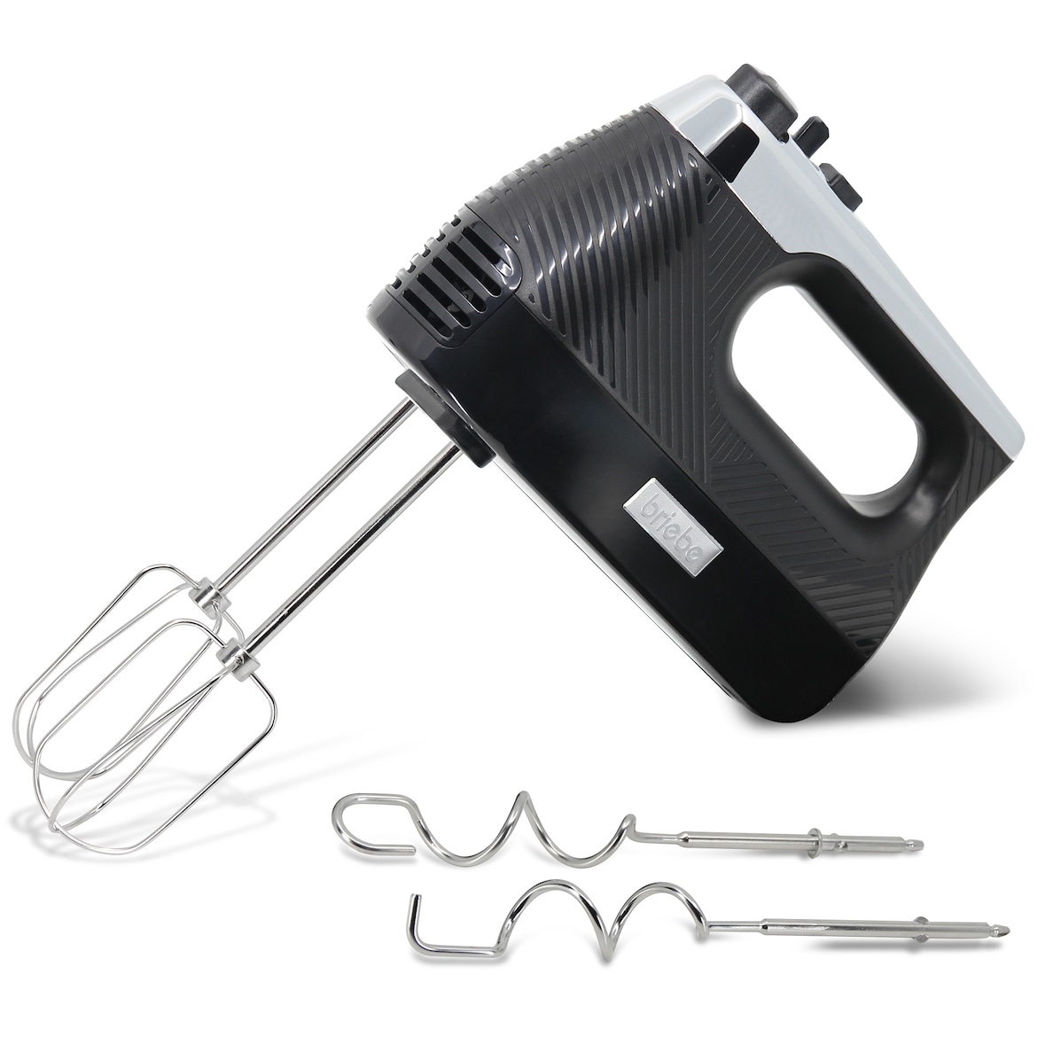 Briebe Elegance Batedor Misturador Especial Pastelaria, 5 Velocidades + Turbo, Acessórios Aço Inoxidável, HM1174BLK, Preto