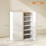 thumbnail of HOMCOM zapatero de 6 niveles con 2 puertas en blanco brillo cierre suave y estantes ajustables para 18 pares de zapatos 70x33,5x95 cm blanco
