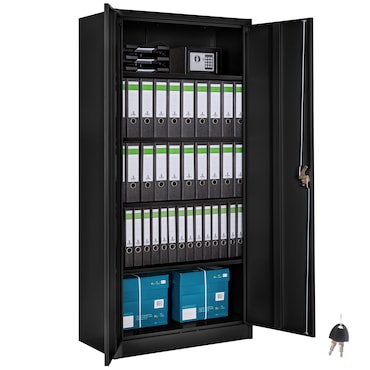 tectake Armadio portadocumenti con 5 scomparti - nero, 80 cm - 404378