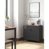 thumbnail of Metallschrank 80 x 40 x 76 cm, mit Doppeltür, Magnetverschluss, Verstellbarer Einlegeboden, Flügeltürenschrank Aktenschrank, Braun-schwarz