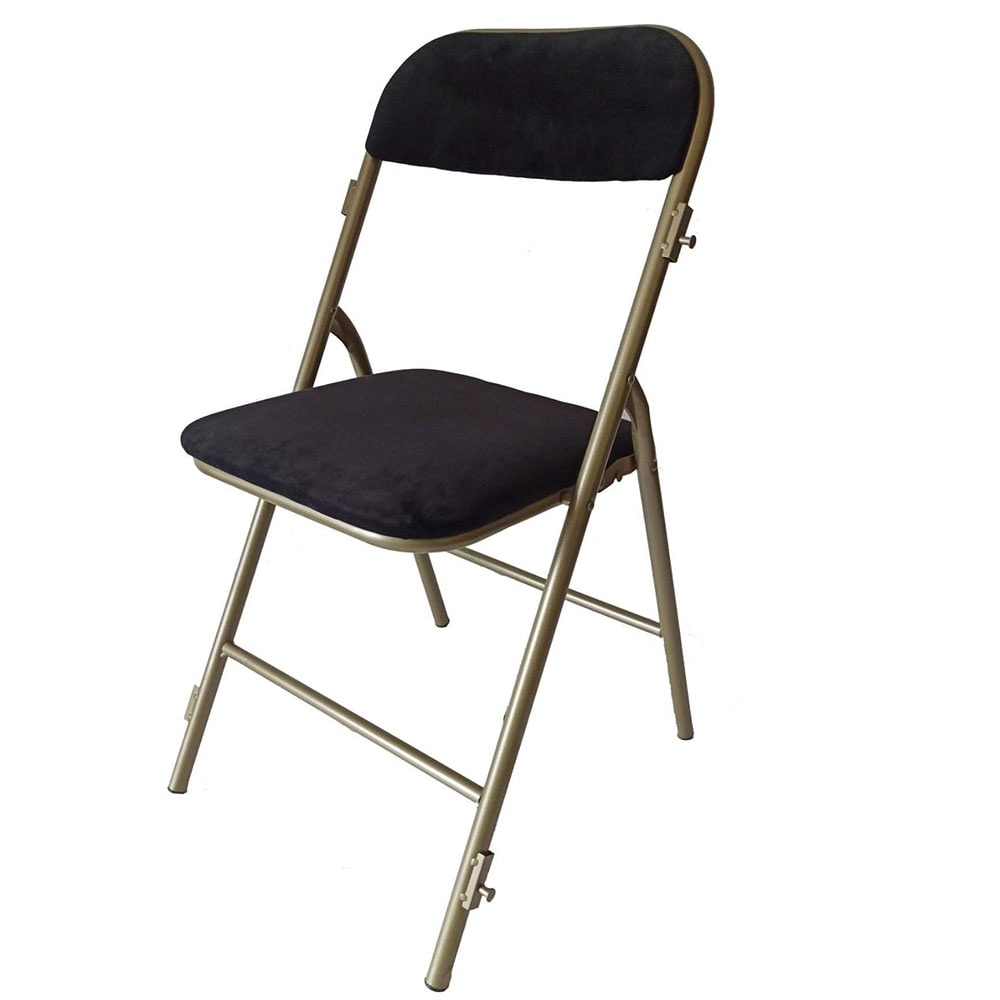 Chaise pliante gamme 'Prestige' Noir et Or - 48,8 x 46,4 x 83,8cm - Furnitrade