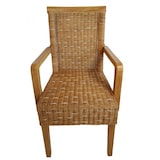 thumbnail of Esszimmer Stühle Set mit Armlehnen 4 Stück Rattanstühle braun Perth Korbstuhl Sessel nachhaltig : ohne Sitzkissen