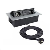 thumbnail of TecLines TES009S 2-fach Einbausteckdose mit USB A/C Charger, 3m Kabel, silber