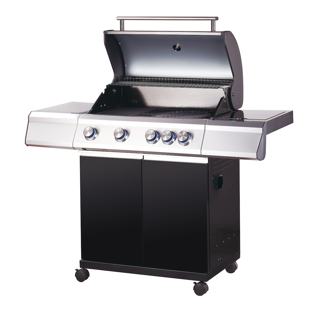 Tarrington House 4-Hauptbrenner und Seitenbrenner Gasgrill Paxton, Grillfläche 41.5 x 71 cm, Ablagetisch, fahrbar, Stahl, schwarz