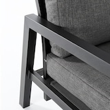 thumbnail of Poltrona para jardim reclinável com sistema hidráulico, em alumínio preto e almofadas cinzentas