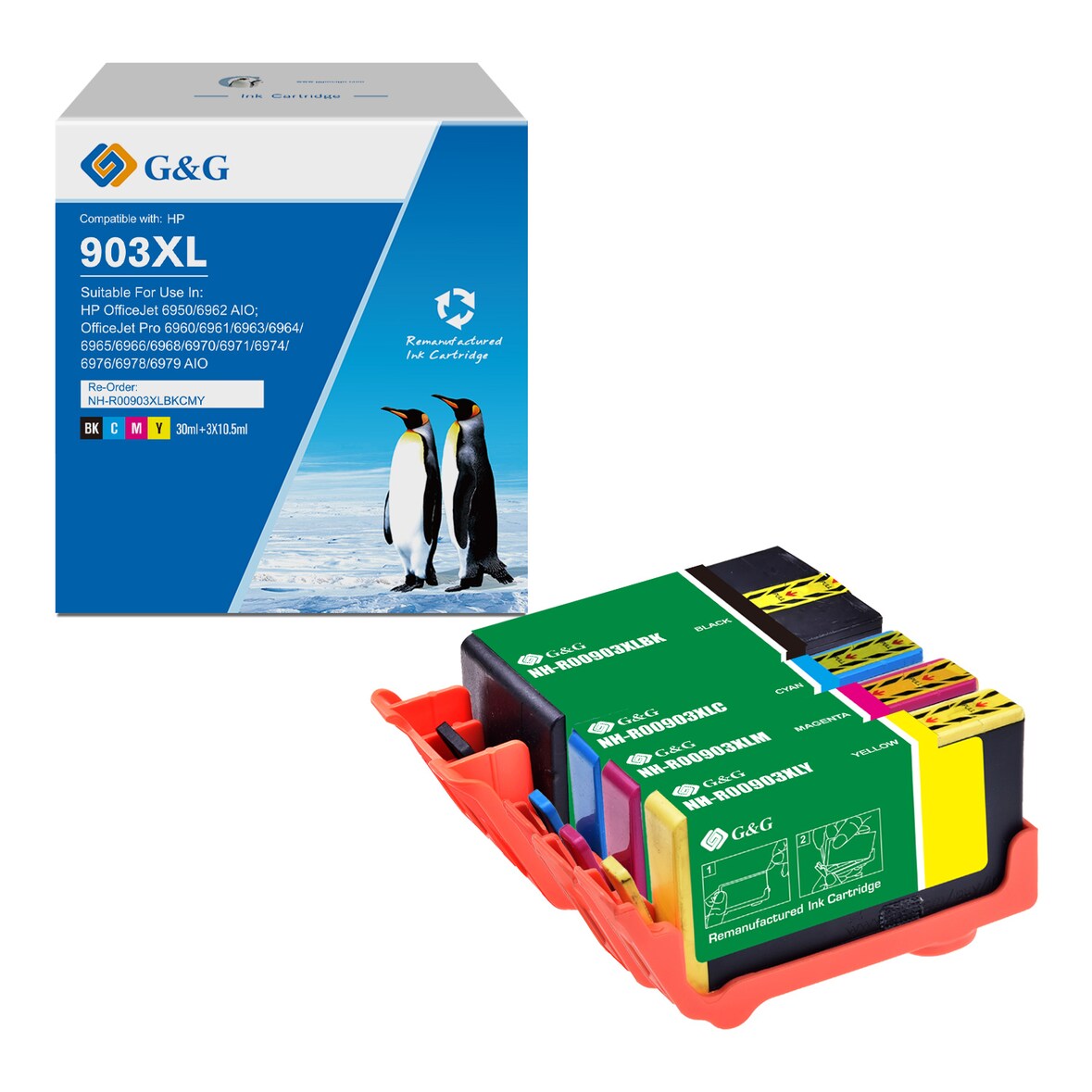 G&G HP 903 XL - Huismerk Inktcartridge - Zwart / Cyaan/ Magenta / Geel