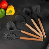 thumbnail of Intirilife 12-teiliges Küchenutensilien Set Silikon in Schwarz - 12.5 x 32.5 cm Kochbesteck Zange Schneebesen Pfannenwender Pinsel Schöpfkelle