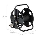 thumbnail of Relaxdays Schlauchtrommel, für 30 m 1/2" Schlauch, Stahl, Kunststoff, Schlauchhalter, HBT: 38 x 42 x 31 cm, schwarz-grau