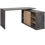 thumbnail of Scrivania Angolare Ufficio Tavolo Computer Pc, Mobile Laterale 1 Anta 6 Ripiani, in Legno FSC, Design cm 150x120x74 Nero Rovere