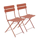 thumbnail of Lot de deux chaises pliantes en acier terracotta