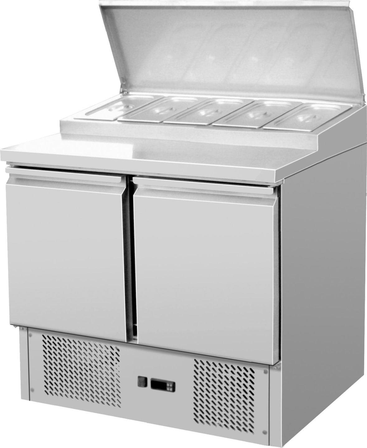 LOCHER Sandwichsaladette „Compact“ 5 x GN 1/6, Außenmaße: B. 900 x T. 700 x H. 950 mm, 230 V