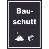 thumbnail of Bauschutt Mülltrennung Schild Text Symbol Ziegel Baustein hochkant A2 Rückseite selbstklebend