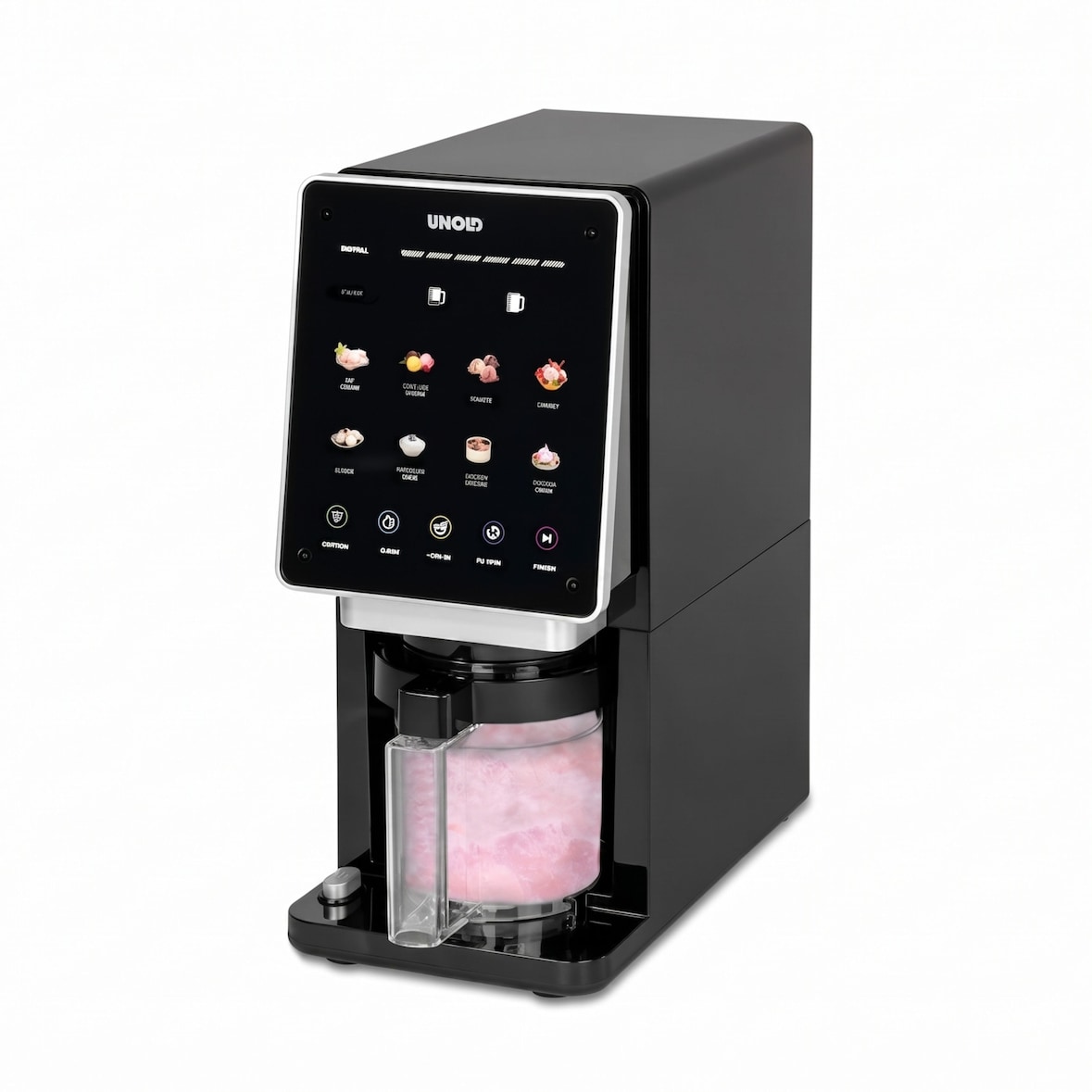 Unold Eismaschine Cream Dream – 800 W, 3 x 500 ml Behälter, 8 Programme, Mikropürieren, Re-Spin & Mix-In Funktion, Touchscreen, spülmaschinengeeignet