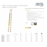 thumbnail of Escalera Dieléctrica Homologada EN 61478 Todo Fibra Modelo TRFM con 8 Peldaños por Tramo de Doble Extensión Manual para Electricista