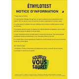 thumbnail of BEQUET Pancarte adhésif 'AFFICHAGE OBLIGATOIRE' Ethylotest, notice d'informations jaune 21x29,7cm x1
