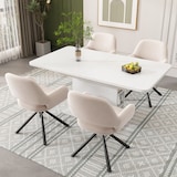thumbnail of Esszimmerstuhl 2er Set drehbar mit Armlehnen Samt Beige Metallgestell modernes schlichtes Design hoher Sitzkomfort 80x60x60 cm