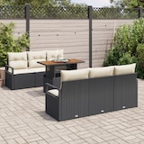 thumbnail of vidaXL 7-teiliges Garten-Sofa-Set mit Kissen Schwarz Poly Rattan Akazie