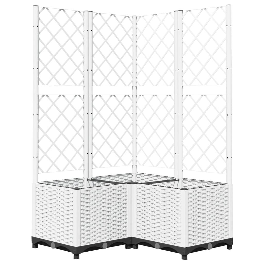 Helloshop26 - Hochbeet für Pflanzen Blumen und Terrassen mit Rankgitter 80 x 80 x 136 cm weißes PP 02_0038317