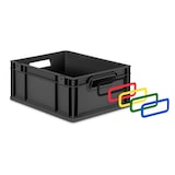 thumbnail of PROREGAL SuperSparSet 5x Eurobox NextGen Color mit Scharnierdeckel & Verschlüssen, HxBxT 32x40x60cm, 65L, Schwarz, Griffe schwarz zu, Eurobehälter