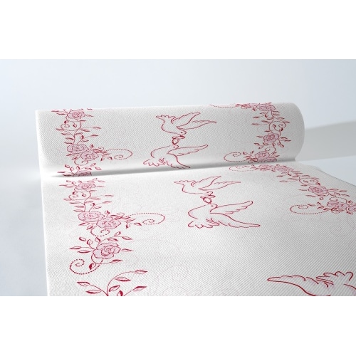 MANK Tischläufer aus Airlaid - Hochzeit in Rosa-Bordeaux 40 cm x 24 m , 1 Stück - Tischband Tischtuch