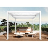thumbnail of Pergola HWC-L46, Gartenpavillon Lamellen-Pavillon, 11cm-Aluminium-Gestell, Regenrinne sturmfest, 3x3m ~ weiß