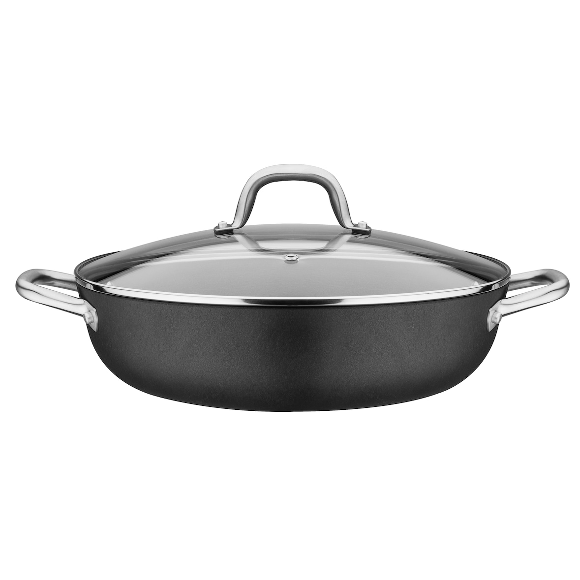 GSW Servierpfanne Gusseisen Robusta 30 x 8,5cm mit Glasdeckel, induktionsgeeignet, backofengeeignet bis 240°C