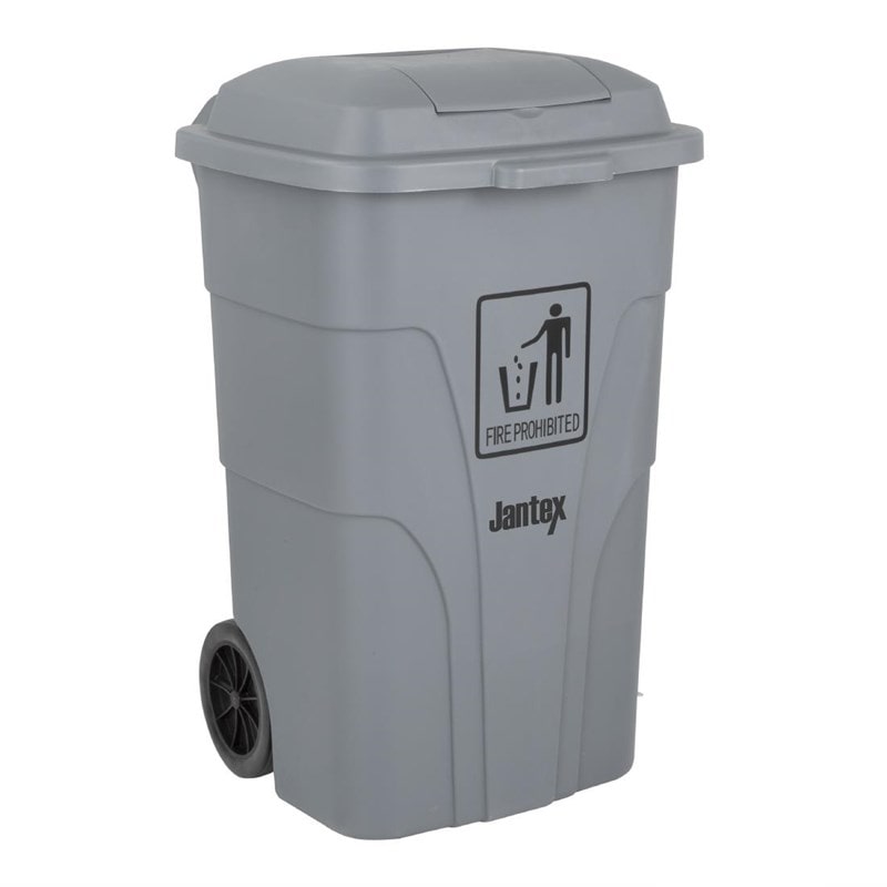 Jantex vuilnisbak van 120 liter met voetpedaal, grijs