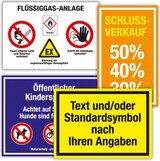 thumbnail of Dreifke® Hinweisschild mit Text, Symbol und/oder Logo nach Angabe, Alu, bis 250x150 mm