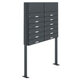 thumbnail of AL Briefkastensysteme 12 Fächer Premium Stand Briefkasten Anlage RAL 7016 Anthrazit Grau, Post A4, robust, wetterfest, Artikelnummer 132P12DZS2KSP7016