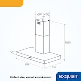 thumbnail of Exquisit Dunstabzugshaube FKH90-2.1 Inox | Kaminhaube | Energieeffizienzklasse C | Inox | 90cm breit | Wandmontag | Aktivkohlefilter
