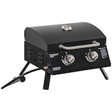 thumbnail of Gasgrill Stahl Schwarz 55x46,5x41 cm, 2 Brenner, Deckel, klappbare Beine