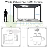 thumbnail of Weide E-Deluxe Plus | elektrische Pergola mit LED | Voll Aluminium | 4 x 4 M | motorisiertes Lamellendach weiß