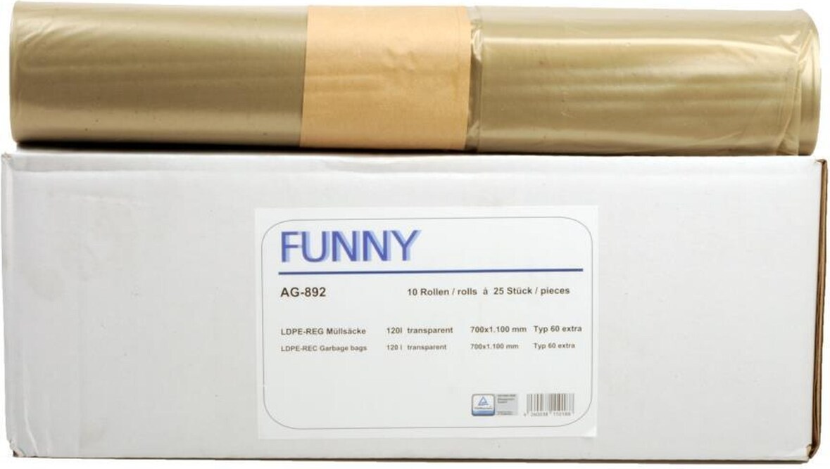 Müllbeutel Funny - 500 Abfallbeutel - gelb - ca. 120 L - Müllsäcke