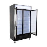 thumbnail of GastroHero Getränkekühlschrank ECO 1000 mit Klapptüren, schwarz, LED-Innenbeleuchtung, Leuchtaufsatz, abschließbar & energieeffizient