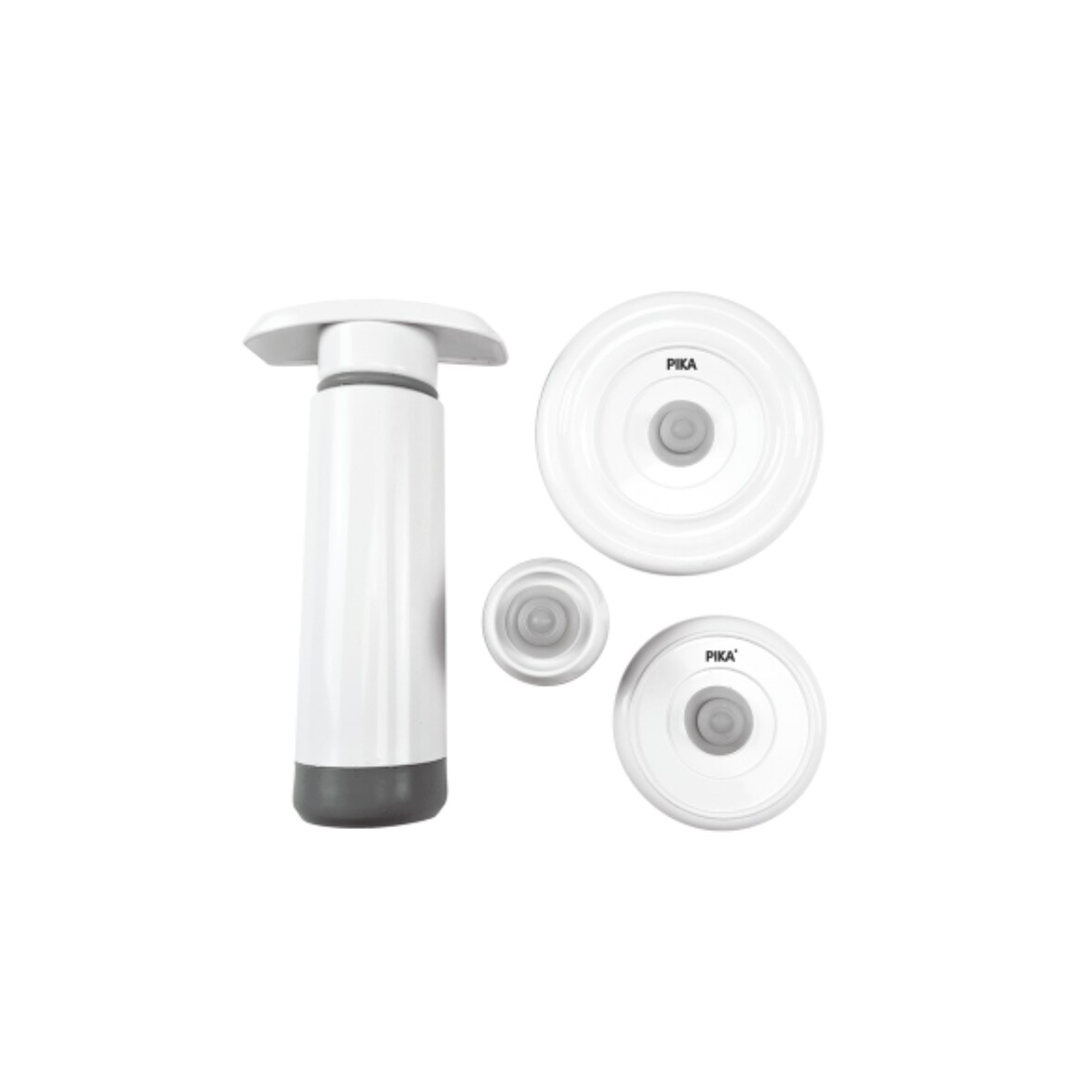 PIKA - Kit de conservation sous vide : Pompe sous vide + 2 couvercles universels + 1 bouchon