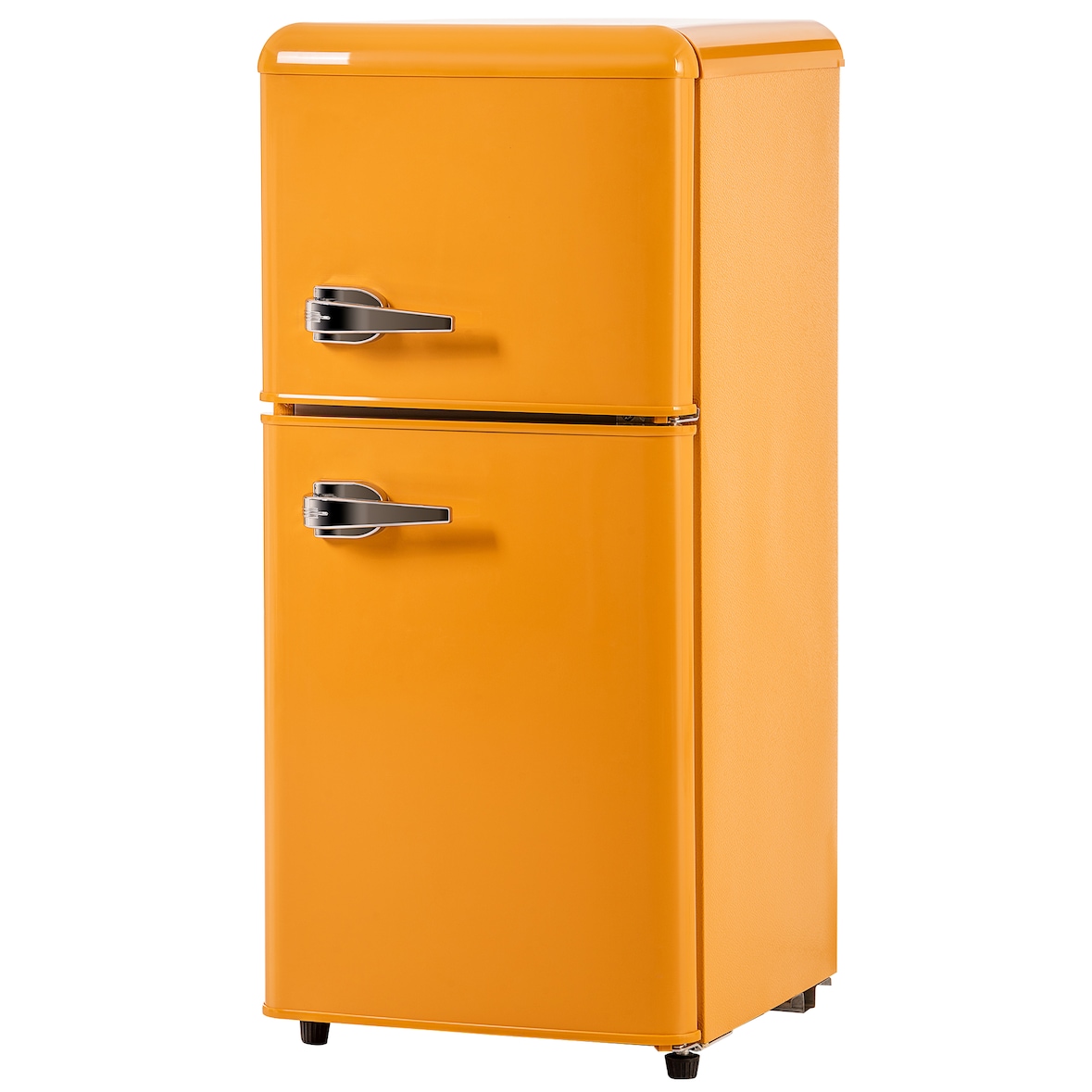Merax Retro Mini Kühlschrank mit Gefrierfach, 60L, 2 Türen, 88,8 cm, kompakt für Single, Büro & Hotel Minibar, 102 kWh/Jahr, Gelb