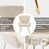 thumbnail of Esszimmerstuhl 2er Set Samt Beige+Gold 83x57x53 cm mit Armlehnen, Lendenstütze und höhenverstellbaren Füßen, komfortabel & stabil