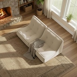 thumbnail of Juego de 2 sillones de tela, 160 x 90 x 70 cm, color crudo