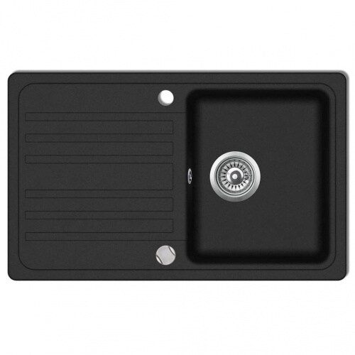 Granitspüle mit Abtropffläche Reversibel | vidaXL : Farbe - Schwarz