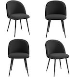 thumbnail of Set mit 4 gepolsterten Esszimmerstühlen aus Bouclé, Sessel für Wohnzimmer, Küche, modernes Design, Metallbeine, 53 x 44 x 81 cm, dunkelgrau