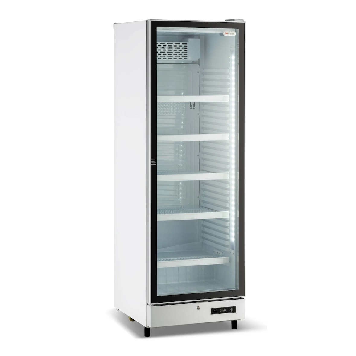 Frigo vetrina bibite verticale refrigerata 1 anta in vetro bianca +0/+10 °C 450 lt 65x65x179,5h cm