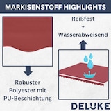 thumbnail of DELUKE® Markisenbespannung Markisenstoff Wasserabweisend Reißfest Rot, für 400x300cm Rahmen Markise mit Volant Markisen Ersatzstoff Markisentuch