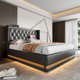 thumbnail of Polsterbett 180x200 mit Stauraum, USB-Anschluss und LED-Beleuchtung – elegantes Design, hydraulisches Stauraumsystem, stabiler Stahlrahmen – Schwarz