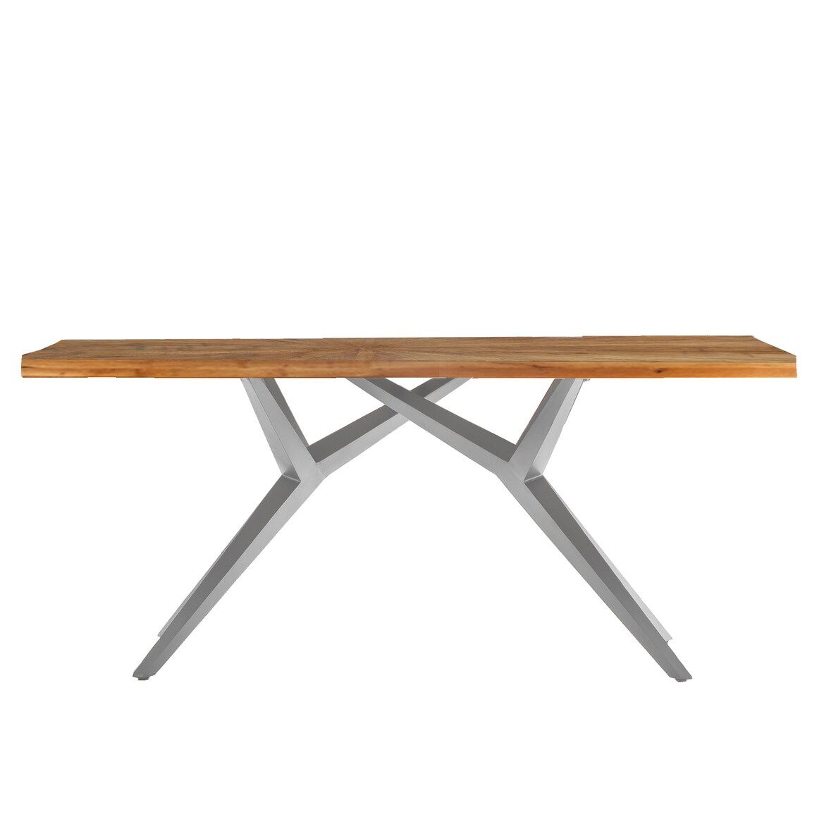 SIT Möbel Esstisch 160 cm | Tischplatte 50 mm Teak natur | Gestell Metall antiksilber | B 160 x T 90 x H 76 cm | 15520-40 | Serie TABLES & CO
