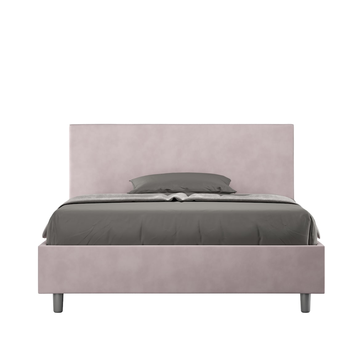 Cama con somier acolchada 140x210 microfibra lila Adele
