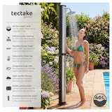 thumbnail of TECTAKE, ducha solar, modelo Orinoco, depósito 40 l, cabezal rotatorio 360°, mezclador, 222x29x47,5 cm, negro/plata