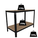 thumbnail of Banco Tavolo Da Lavoro Senza Bulloni In Acciaio Metallo e MDF Portata Fino 550 Kg 2 Ripiani Regolabili Garage Officina Cantina 90 x 100 x 60 cm Nero
