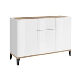 thumbnail of Dmora Kommode Giorgio, Küchen-Sideboard mit 3 Türen und 1 Schublade, Wohnzimmer-Buffet, Küchen-Sideboard, 120x40h82 cm, Weiß glänzend und Ahorn