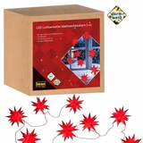 thumbnail of 6x Lichterkette Weihnachtsstern 10 LED Sterne Ø12cm warmweiß rot 7,7m 8h Timer