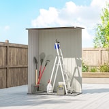 thumbnail of Outsunny caseta de jardín 1,07 m² 142x86x189 cm cobertizo exterior metálico con puerta y orificios de drenaje para almacenamiento de herramientas